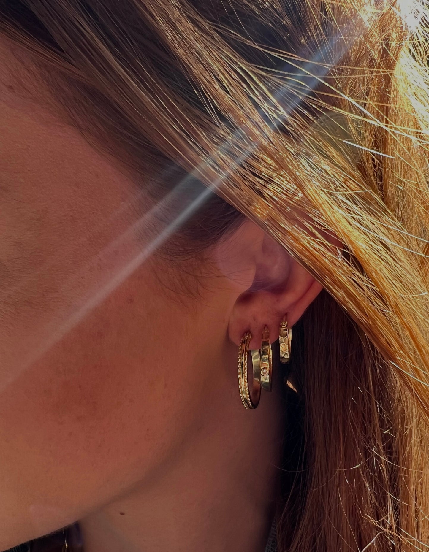 PRE-ORDER |
The Little Hammered Hoops Gold